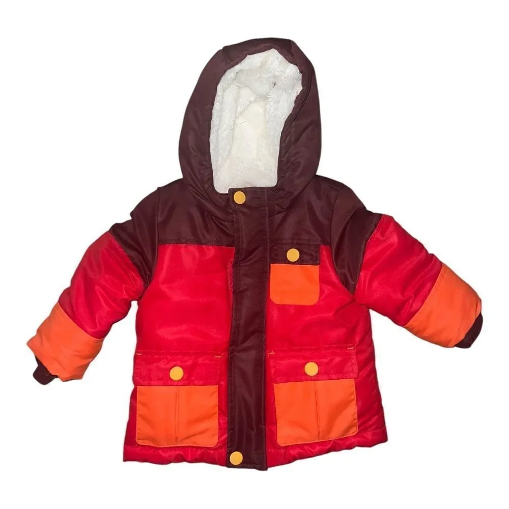 Cat & Jack Toddler Boys Red Heavyweight Tech Jacket Hood Lined 2T NWOT